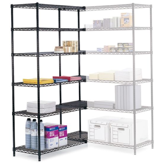 Picture of Safco Industrial Wire Shelving Starter Unit, 48inW x 18inD, Black