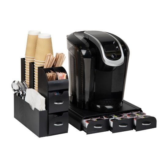 Picture of Mind Reader Single Serve Coffee Pod Drawer and Cup Condiment Set, 2 Pcs, 11-3/20inH x 11-1/4inW x 5-7/20inD, Black