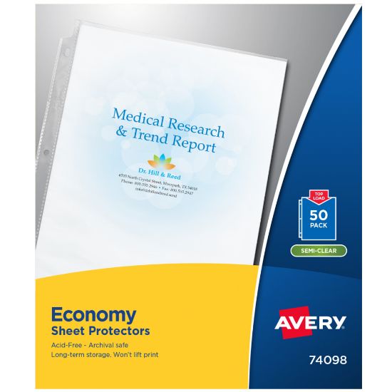 Picture of Avery Economy Sheet Protectors, Top Load, 8-1/2in x 11in, Semi-Clear, 50 Document Protectors