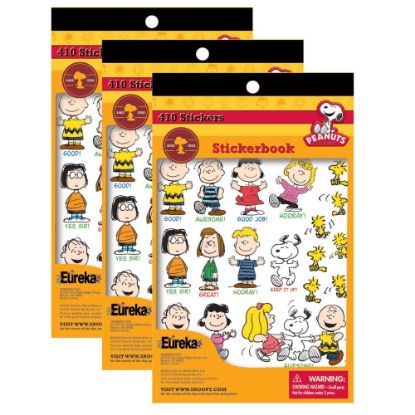 Picture of Eureka Sticker Books, Peanuts, 410 Stickers Per Book, Pack Of 3 Books