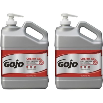 Picture of GOJO Cherry Gel Pumice Hand Soap Cleaner, Cherry Scent, 128 Oz, Carton Of 2 Pump Bottle Dispensers