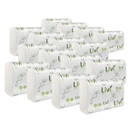 Picture of Livi VPG MultiFold Towel - 1 Ply - Multifold - 9.06in x 9.45in - White - Virgin Fiber, Paper - 250 Per Pack - 16 / Carton