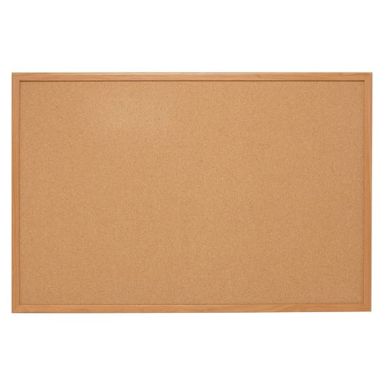 Picture of Quartet Natural Cork Bulletin Board, 48in x 36in, Wood Frame With Oak Finish