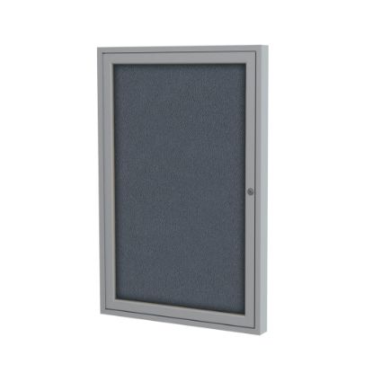 Picture of Ghent 1 Door Enclosed Fabric Bulletin Board, Satin Aluminum Frame, 36inH x 24inW, Gray