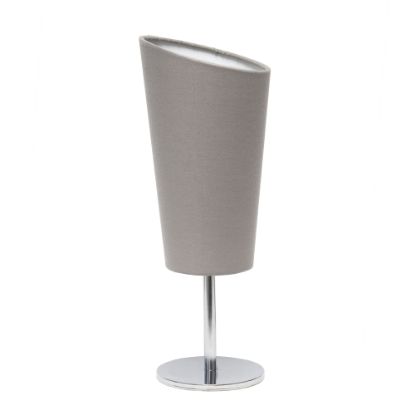 Picture of Simple Designs Mini Chrome Table Lamp With Angled Shade, 12-5/8inH, Gray Shade/Chrome Base