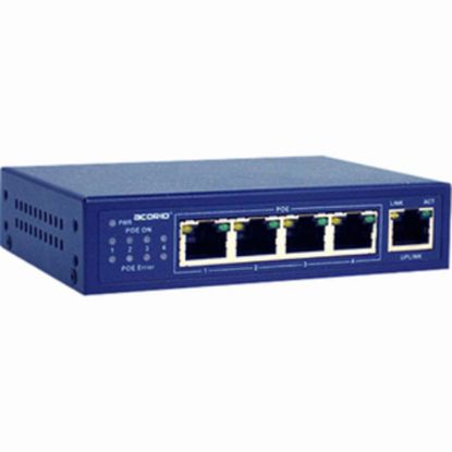 Picture of 4XEM 4-Port PoE+(Plus) 25.5Watt 10/100Mbps Ethernet Switch 1.0 Gbps bandwidth 744K packet forward rate