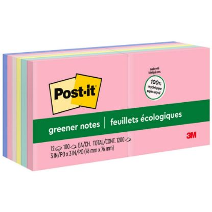 Picture of Post-it Greener Notes, 3 in x 3 in, 12 Pads, 100 Sheets/Pad, Clean Removal, Sweet Sprinkles Collection\