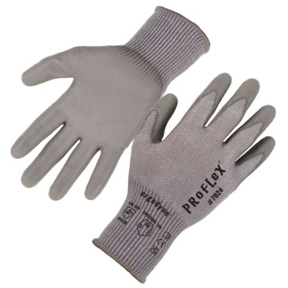 Picture of Ergodyne Proflex 7024-12PR PU-Coated Cut-Resistant Gloves, Medium, Gray, Pack Of 12 Pairs