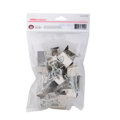 Picture of Office Depot Brand Binder Clips, Small, 3/4in Wide, 3/8in Capacity, Silver, Pack Of 24