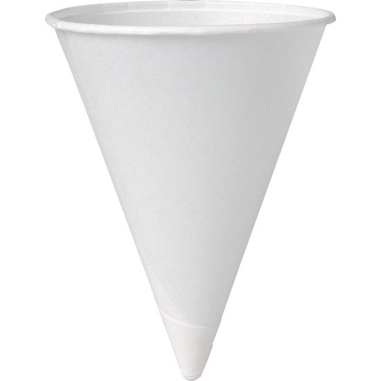 Picture of Solo Cup Paper Cone Water Cups, White, 4 Oz, Case of 5,000