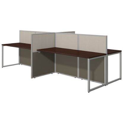 Picture of Bush Business Furniture Easy Office 60inW 4-Person Cubicle Desk Workstation With 45inH Panels, Mocha Cherry/Silver Gray, Standard Delivery