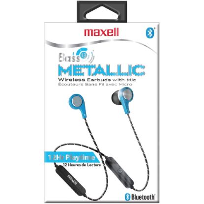 Picture of Maxell Bass13 Earset - Stereo - Wireless - Bluetooth - Earbud - Binaural - In-ear - Blue