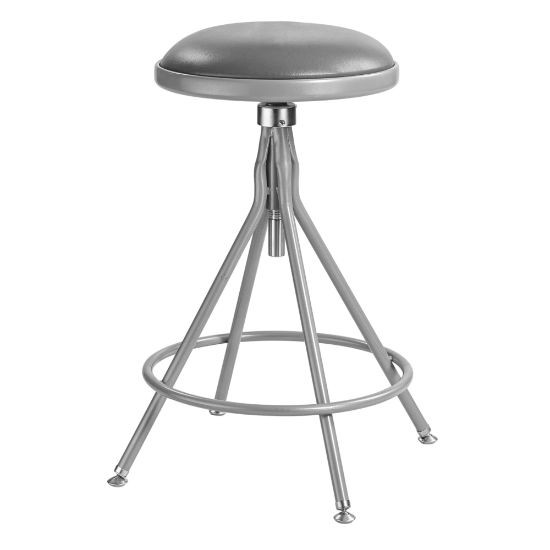 Picture of National Public Seating 6500 Series Adjustable-Height Swivel Padded Stool, Gray