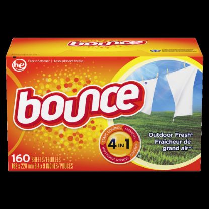 Picture of Bounce Dryer Sheets, Outdoor Fresh Scent, Orange, 160 Sheets Per Box, Carton Of 6 Boxes