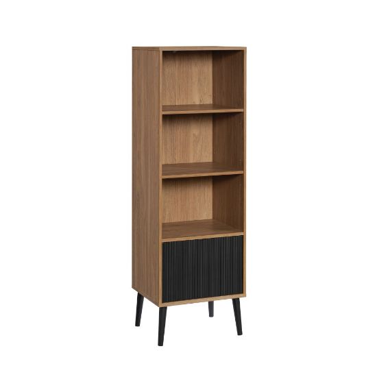 Picture of Sauder Ambleside Modern 59inH 4-Shelf Bookcase With Lower Door, Serene Walnut/Black