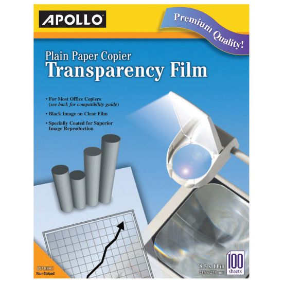 Picture of Apollo Plain Paper Copier Transparency Film, Black On Clear, Box Of 100