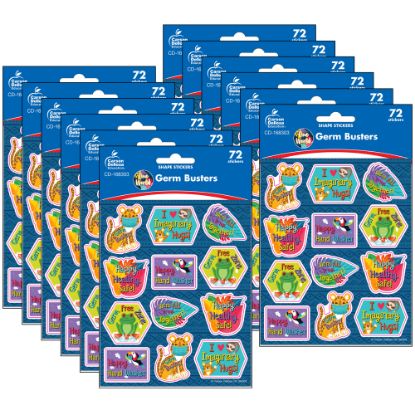 Picture of Carson Dellosa Education Stickers, One World Germ Busters, 72 Stickers Per Pack, Set Of 12 Packs