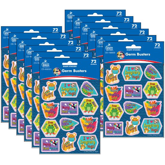 Picture of Carson Dellosa Education Stickers, One World Germ Busters, 72 Stickers Per Pack, Set Of 12 Packs