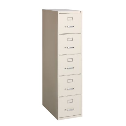 Picture of WorkPro 26-1/2inD Vertical 5-Drawer File Cabinet, Putty