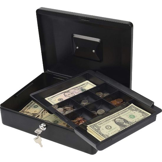 Picture of CARL Bill Tray Steel Security Cash Box - Steel - Black - 4in Height x 9in Width