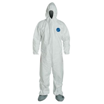 Picture of DuPont Tyvek Coveralls With Attached Hood And Boots, 3X, White, Pack Of 25 Coveralls