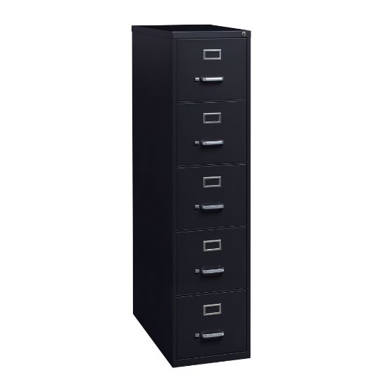 Picture of WorkPro 26-1/2inD Vertical 5-Drawer File Cabinet, Black