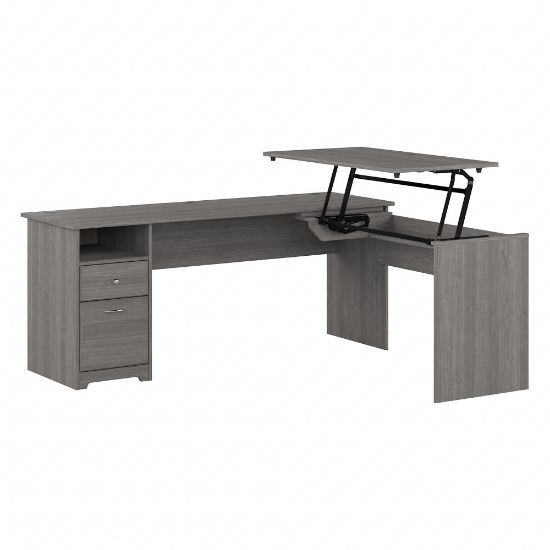 Picture of Bush Furniture Cabot 3-Position Sit-To-Stand Height-Adjustable L-Shaped Desk, 72inW, Modern Gray, Standard Delivery