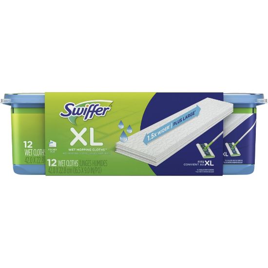 Picture of Swiffer Sweeper XL Wet Mopping Pads, White, Pack Of 12 Pads