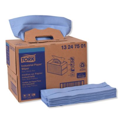 Picture of Tork Industrial 4-Ply Paper Wipers, 12-13/16in x 16-1/2in, Blue, Pack Of 180 Wipers