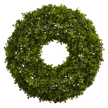 Picture of Nearly Natural Plastic Boxwood Wreath, 22in, Kelly Green