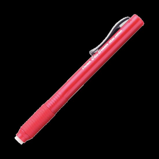 Picture of Pentel Rubber Grip Clic Eraser - Lead Pencil - Refillable - Pen - Retractable, Latex-free Grip, Pocket Clip, Ghost Resistant, Non-abrasive - 1Each - Red