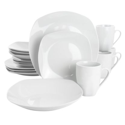 Picture of Gibson Home Classic Pearl 16-Piece Square Dinnerware Set, White