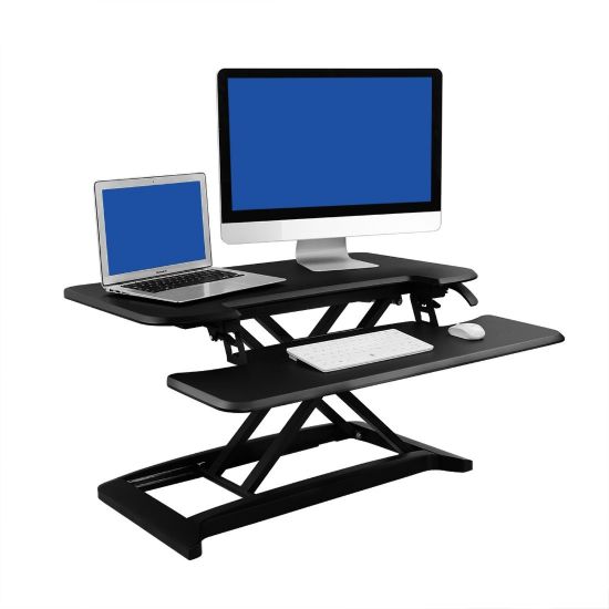 Picture of FlexiSpot AlcoveRiser Sit-To-Stand Desk Converter, 35inW, Black