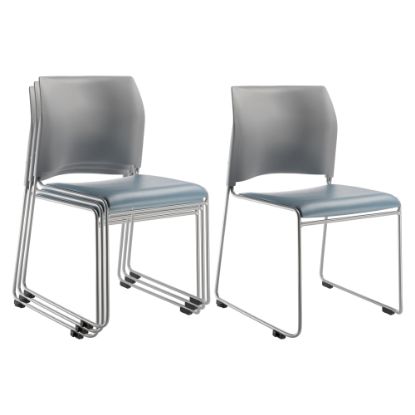 Picture of National Public Seating The Cafetorium Stackable Chairs, Blue Gray/Gray/Chrome, Set Of 4