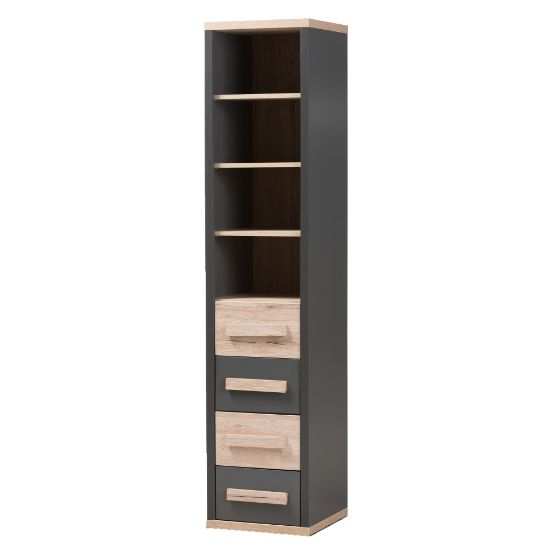 Picture of Baxton Studio Mert Storage Cabinet, Dark Gray/Oak Light Brown