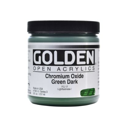 Picture of Golden OPEN Acrylic Paint, 8 Oz Jar, Chromium Oxide Green Dark