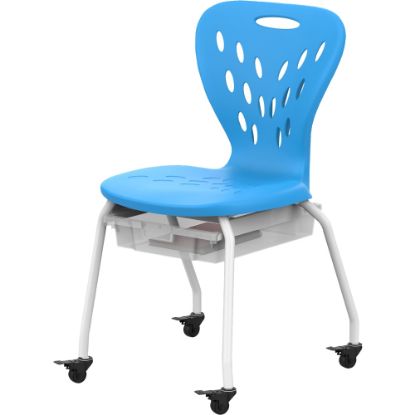 Picture of Luxor MBS Stackable School Chair With Wheels And Storage, Blue/White