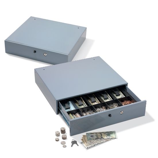 Picture of Office Depot Brand Large-Capacity Manual Cash Drawer, 3 7/8inH x 17 3/4inW x 15 7/8inD, Gray