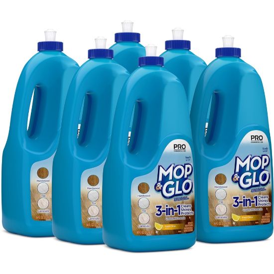 Picture of Mop & Glo Multi-Surface Floor Cleaner, Lemon Scent, 64 Oz Bottle, Case Of 6