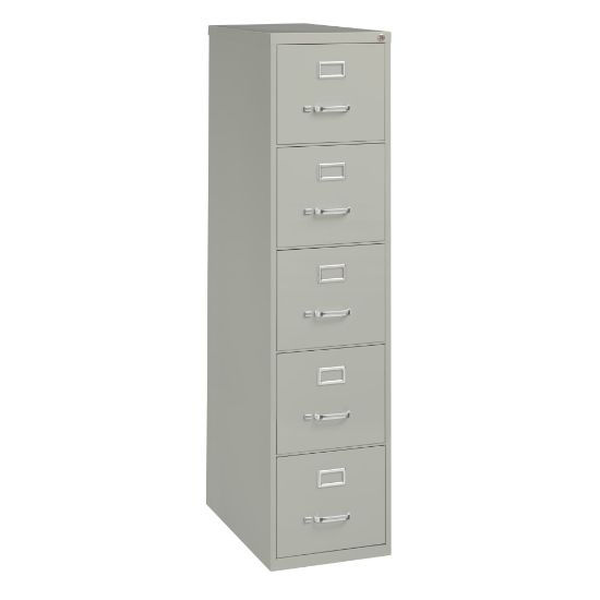 Picture of WorkPro 26-1/2inD Vertical 5-Drawer File Cabinet, Light Gray