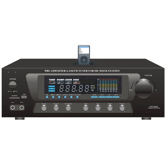 Picture of PyleHome PT270AIU AM/FM Receiver - 300 W RMS - 2 Channel - Black - AM, FM - USB - iPod Supported