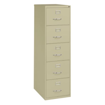 Picture of WorkPro 26-1/2inD Vertical 5-Drawer Legal-Size File Cabinet, Putty