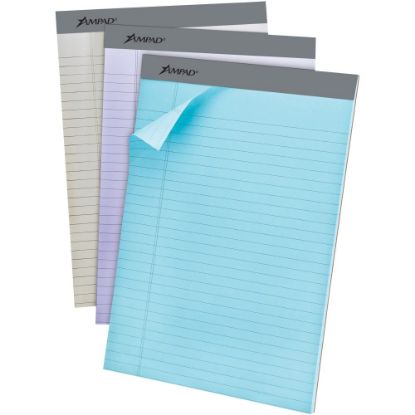 Picture of Ampad Pastel Perforated Pad - 50 Sheets - 0.34in Ruled - 15 lb Basis Weight - Letter - 8 1/2in x 11in - Micro Perforated - 6 / Pack