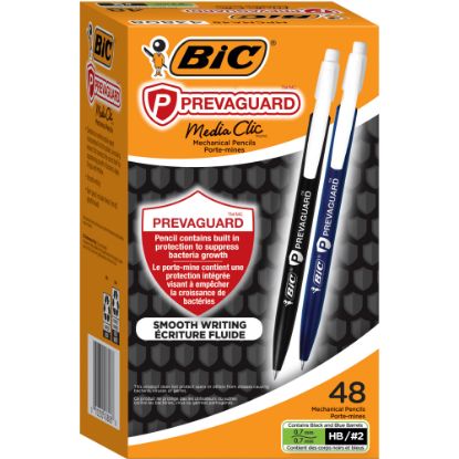 Picture of BIC Prevaguard Mechanical Pencil with antimicrobial additive, 0.7 mm, #2, Black and Blue Barrels, Pack Of 48 Pencils