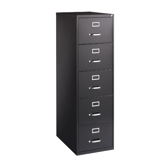 Picture of WorkPro 26-1/2inD Vertical 5-Drawer Legal-Size File Cabinet, Black