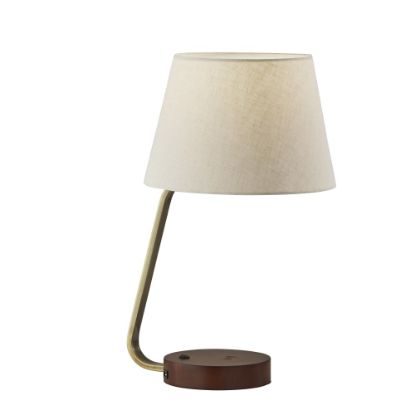 Picture of Adesso Louie AdessoCharge Table Lamp, 19inH, White Shade/Walnut & Antique Brass Base