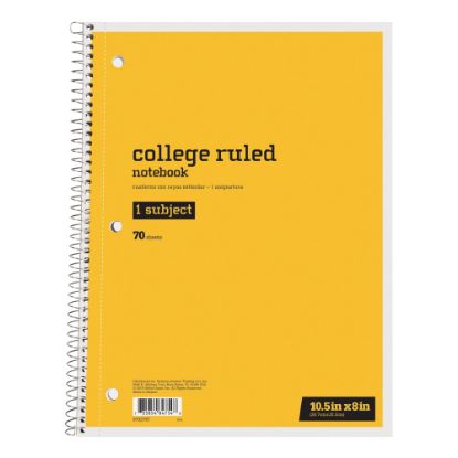 Picture of Just Basics Spiral Notebook, 8in x 10-1/2in, College Ruled, 70 Sheets, Yellow