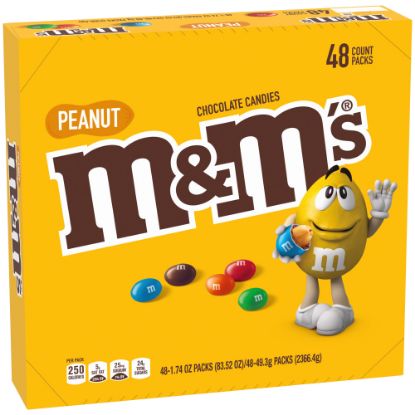 Picture of M&Ms Peanut Chocolate Candies, 1.74 Oz, Box Of 48