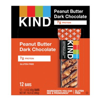 Picture of KIND Plus Dark Chocolate Peanut Butter Bars, 1.4 Oz, Box Of 12 Bars