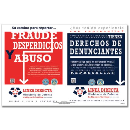 Picture of ComplyRight Department Of Defense Fraud And Whistleblower Hotline Poster, Spanish, 17in x 11in